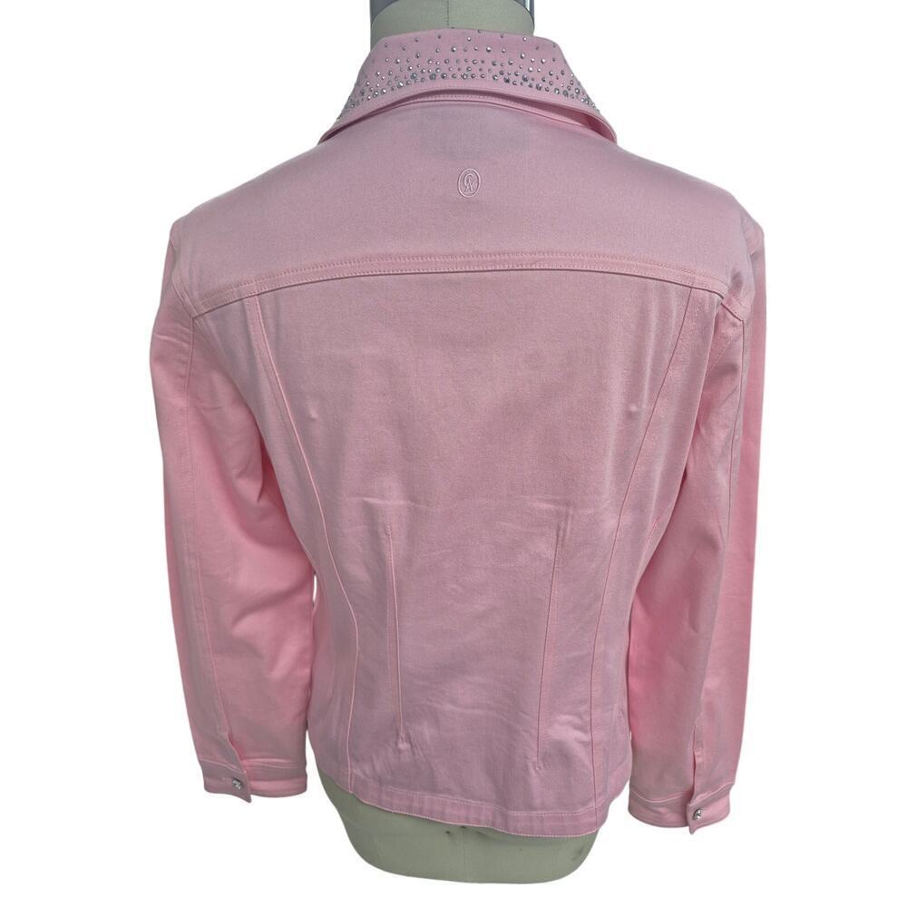 Christine Alexander Cotton/Spandex Pink Denim Jacket + Tank Rhinestones L - Picture 9 of 10